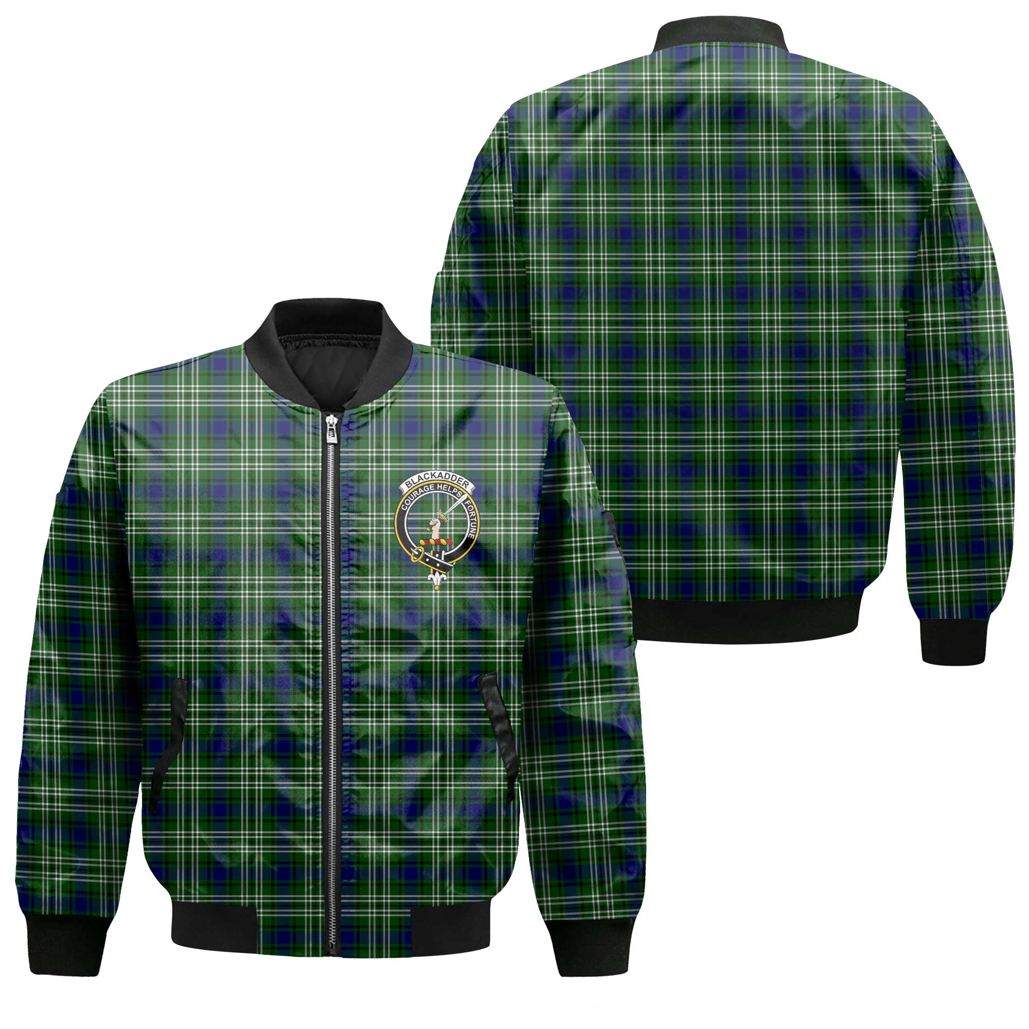 Clan Blackadder Tartan Men Bomber Jacket Crest And Plaid Basic Style