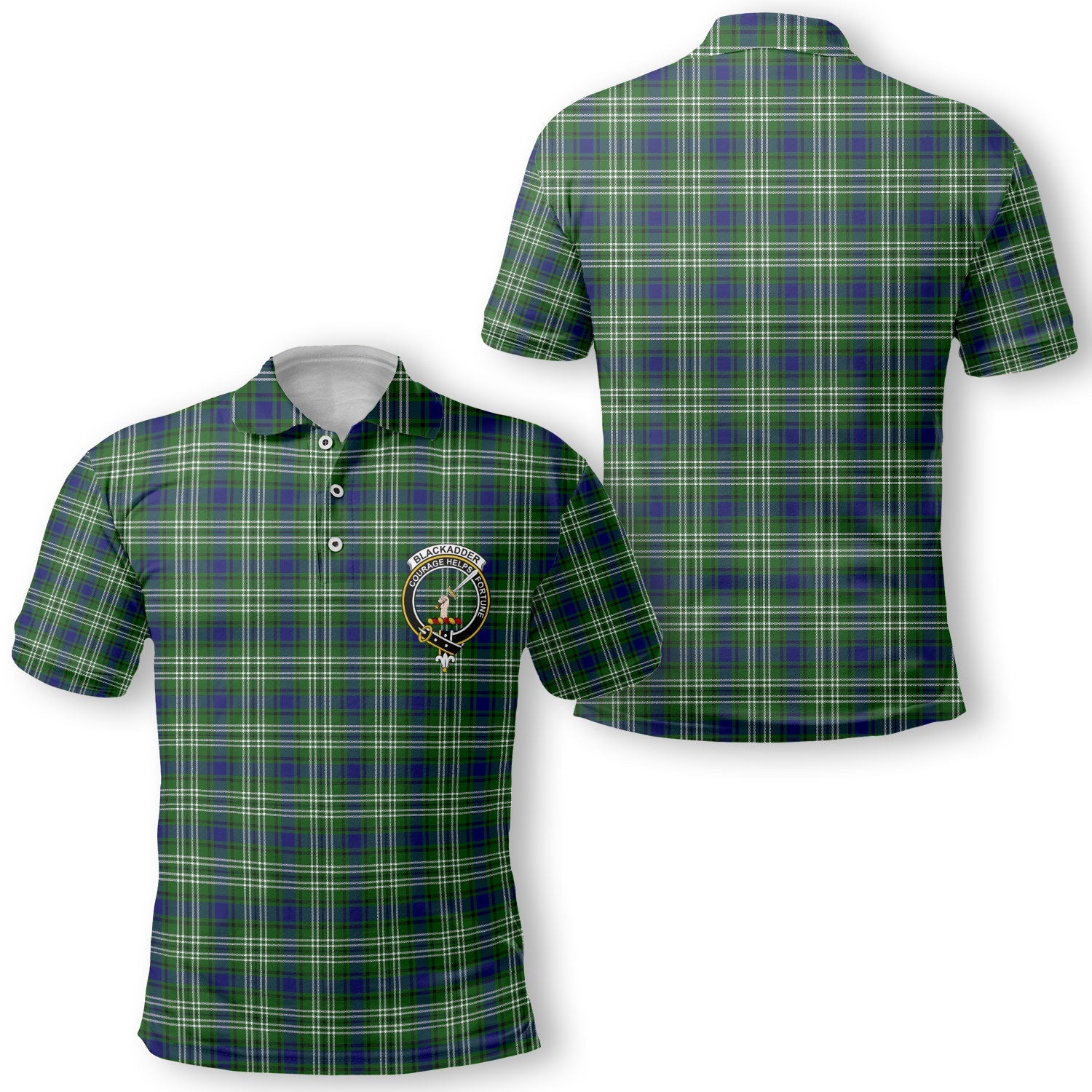 Clan Blackadder Tartan Men Polo Shirt Crest And Plaid Basic Style