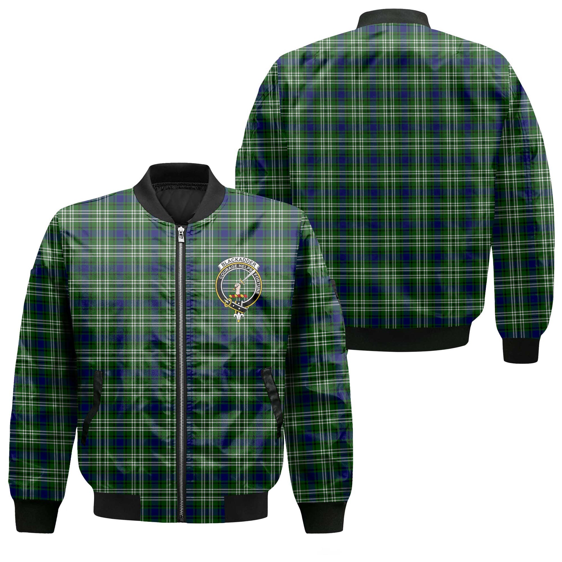 Clan Blackadder Tartan Women Bomber Jacket Crest And Plaid Basic Style