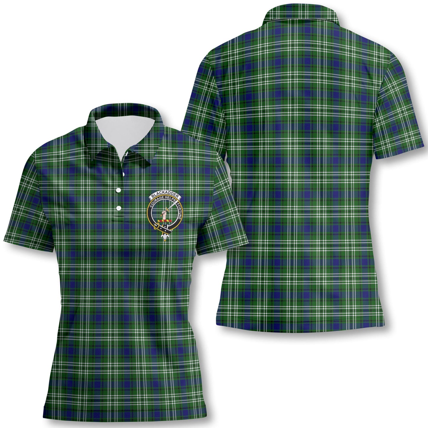 Clan Blackadder Tartan Women Polo Shirt Crest And Plaid Basic Style