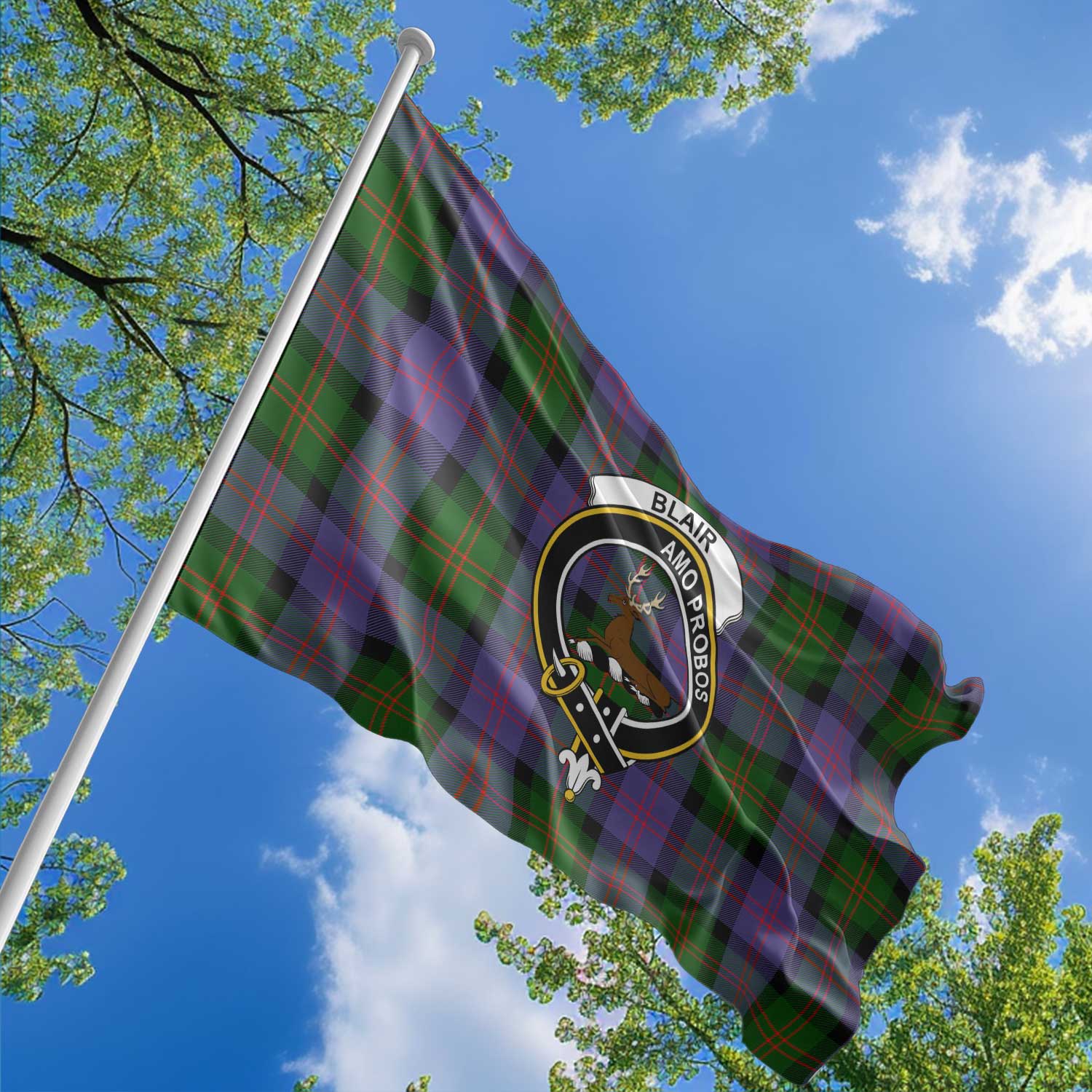 Clan Blair Tartan Flag Crest And Plaid Basic Style