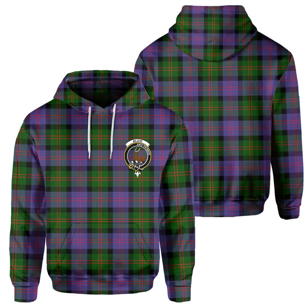 Clan Blair Tartan Men Hoodie Crest And Plaid Basic Style