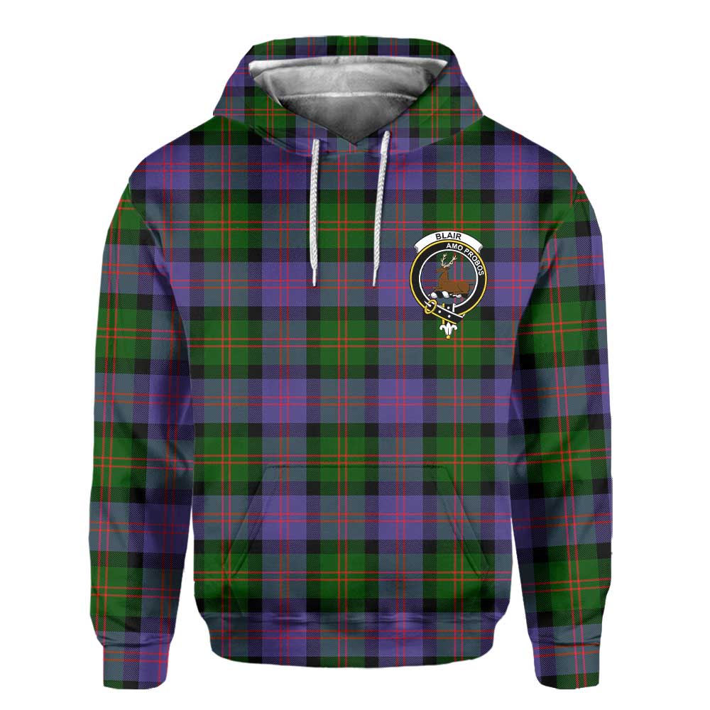 Clan Blair Tartan Men Hoodie Crest And Plaid Basic Style