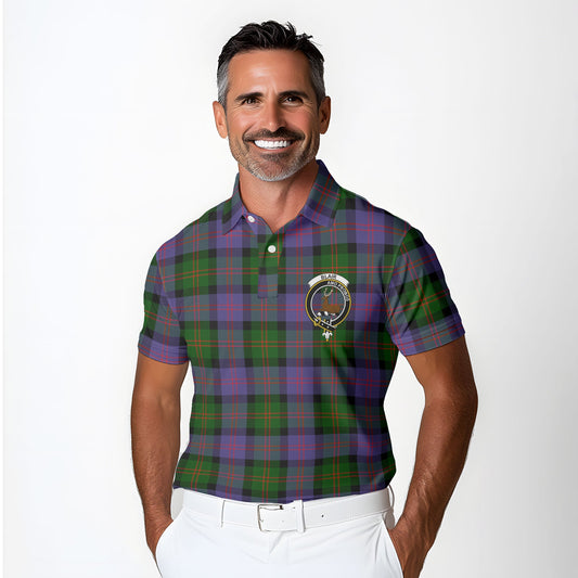 Clan Blair Tartan Men Polo Shirt Crest And Plaid Basic Style