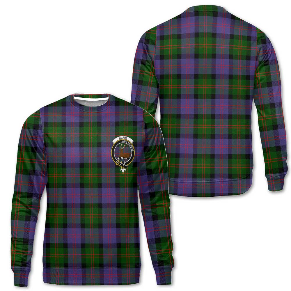 Clan Blair Tartan Men Sweatshirt Crest And Plaid Basic Style