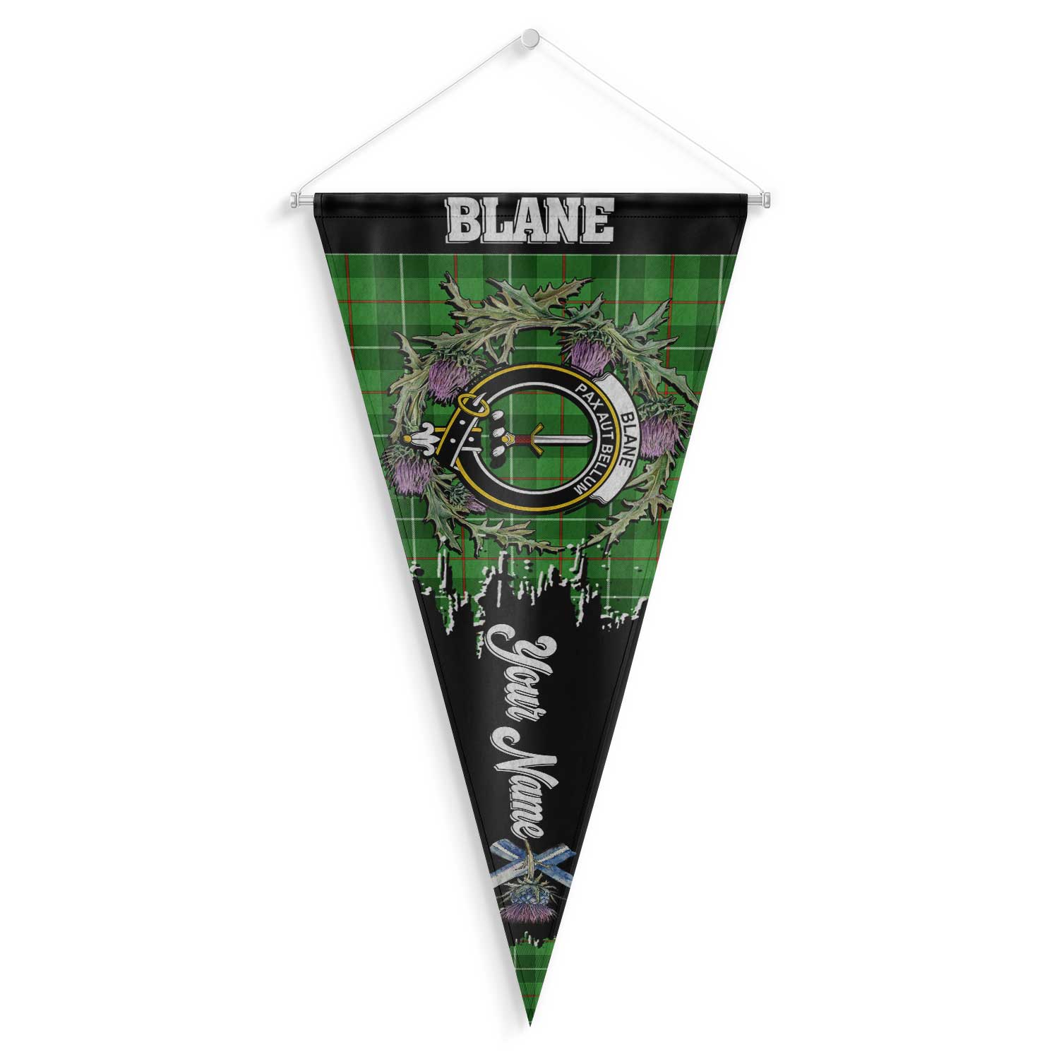 Clan Blane Tartan Felt Pennant Crest And Plaid Basic Style