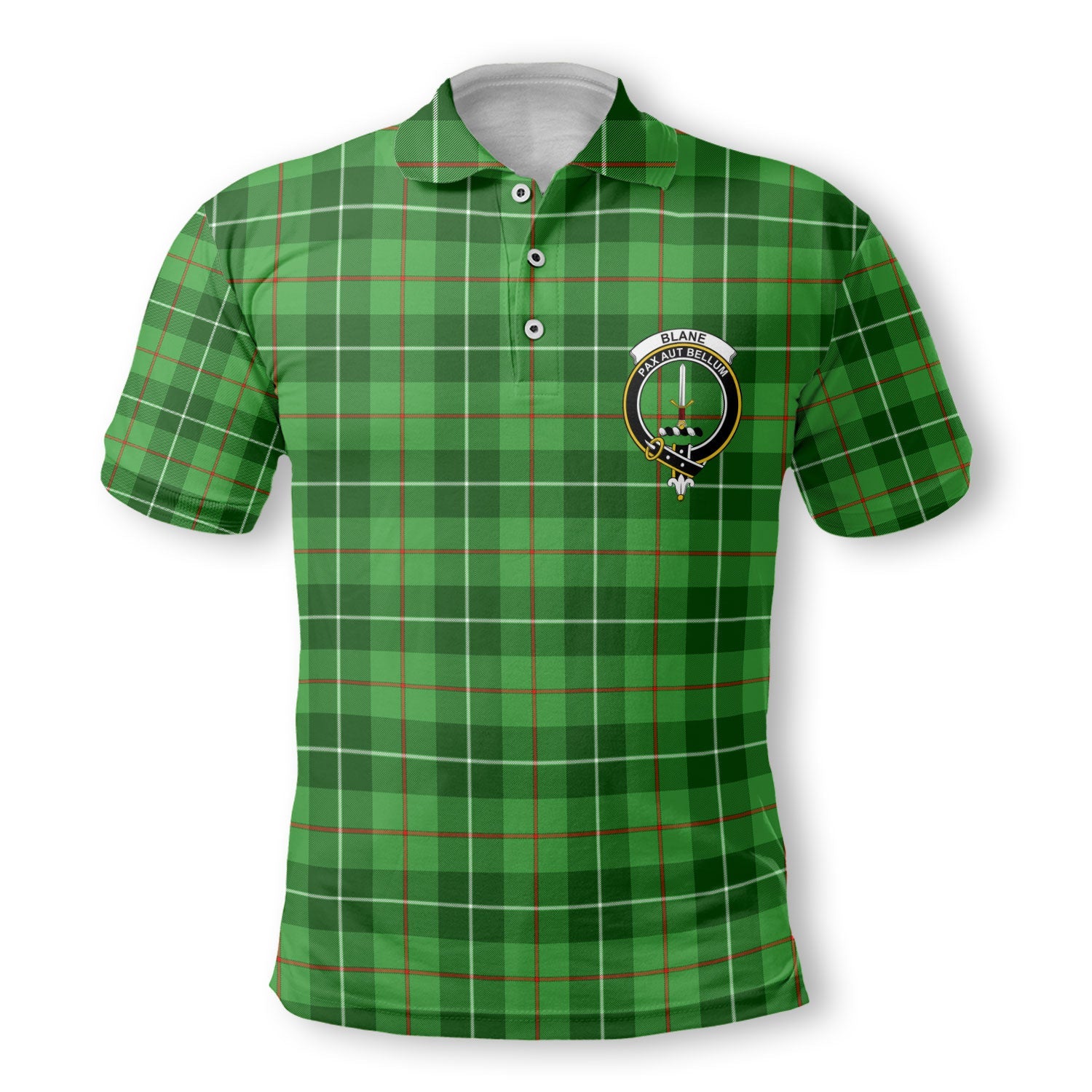 Clan Blane Tartan Golf Men Polo Shirt Crest And Plaid Basic Style