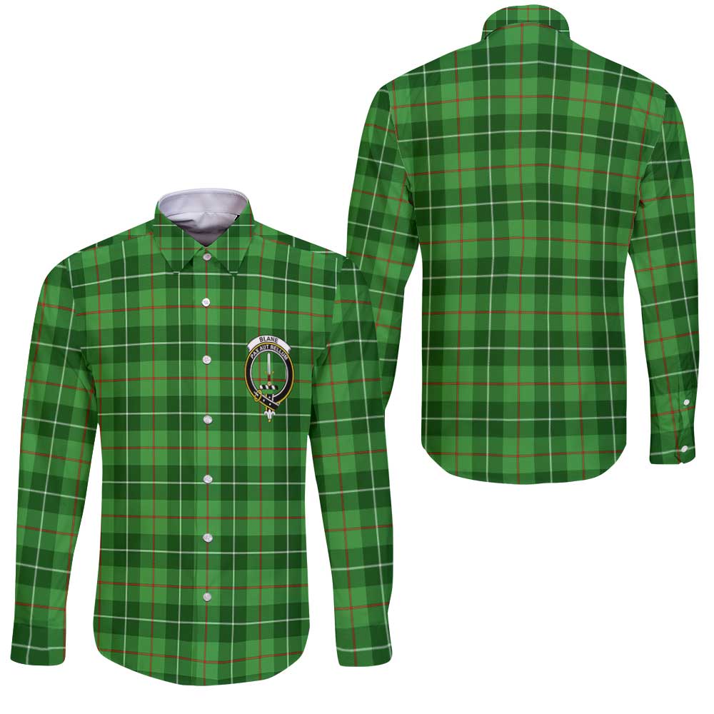 Clan Blane Tartan Long Sleeve Button Shirt Crest And Plaid Basic Style