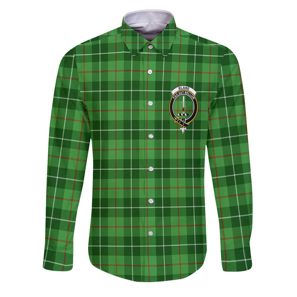 Clan Blane Tartan Long Sleeve Button Shirt Crest And Plaid Basic Style