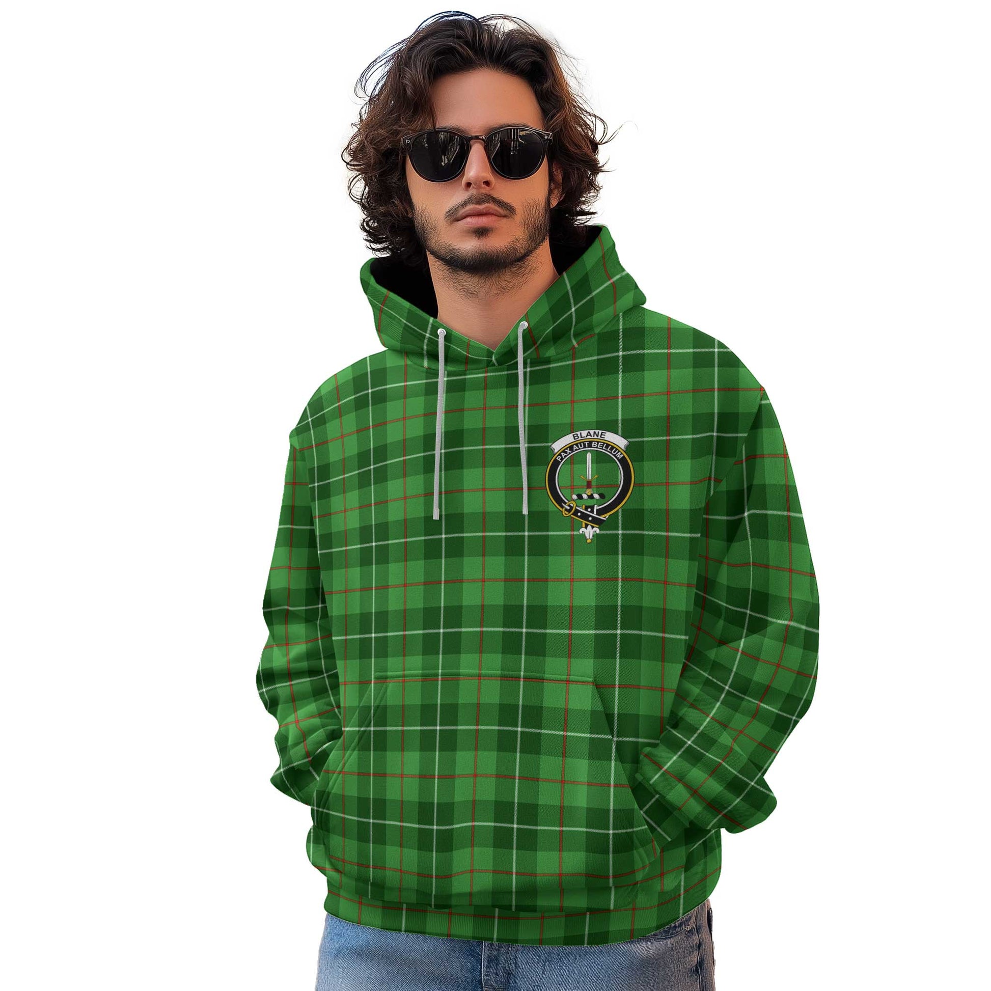 Clan Blane Tartan Men Hoodie Crest And Plaid Basic Style