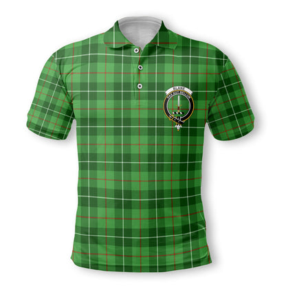 Clan Blane Tartan Men Polo Shirt Crest And Plaid Basic Style