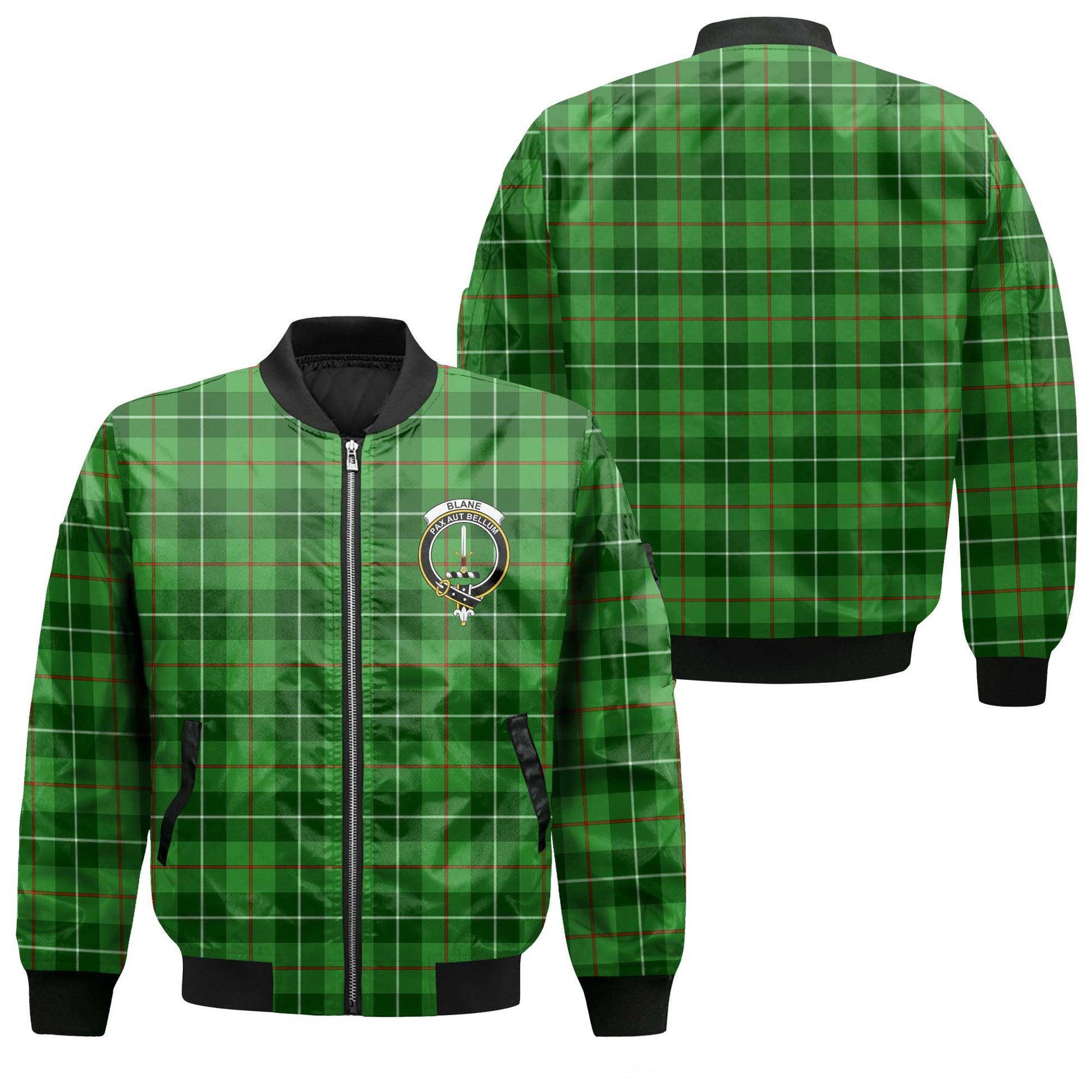 Clan Blane Tartan Women Bomber Jacket Crest And Plaid Basic Style