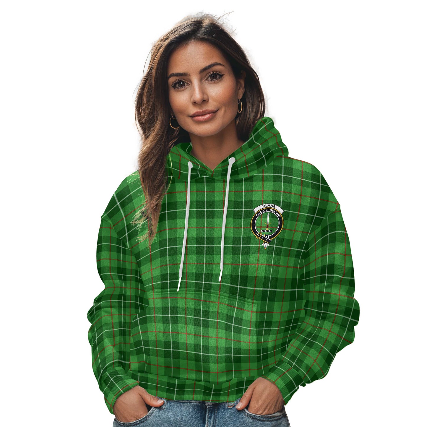 Clan Blane Tartan Women Hoodie Crest And Plaid Basic Style