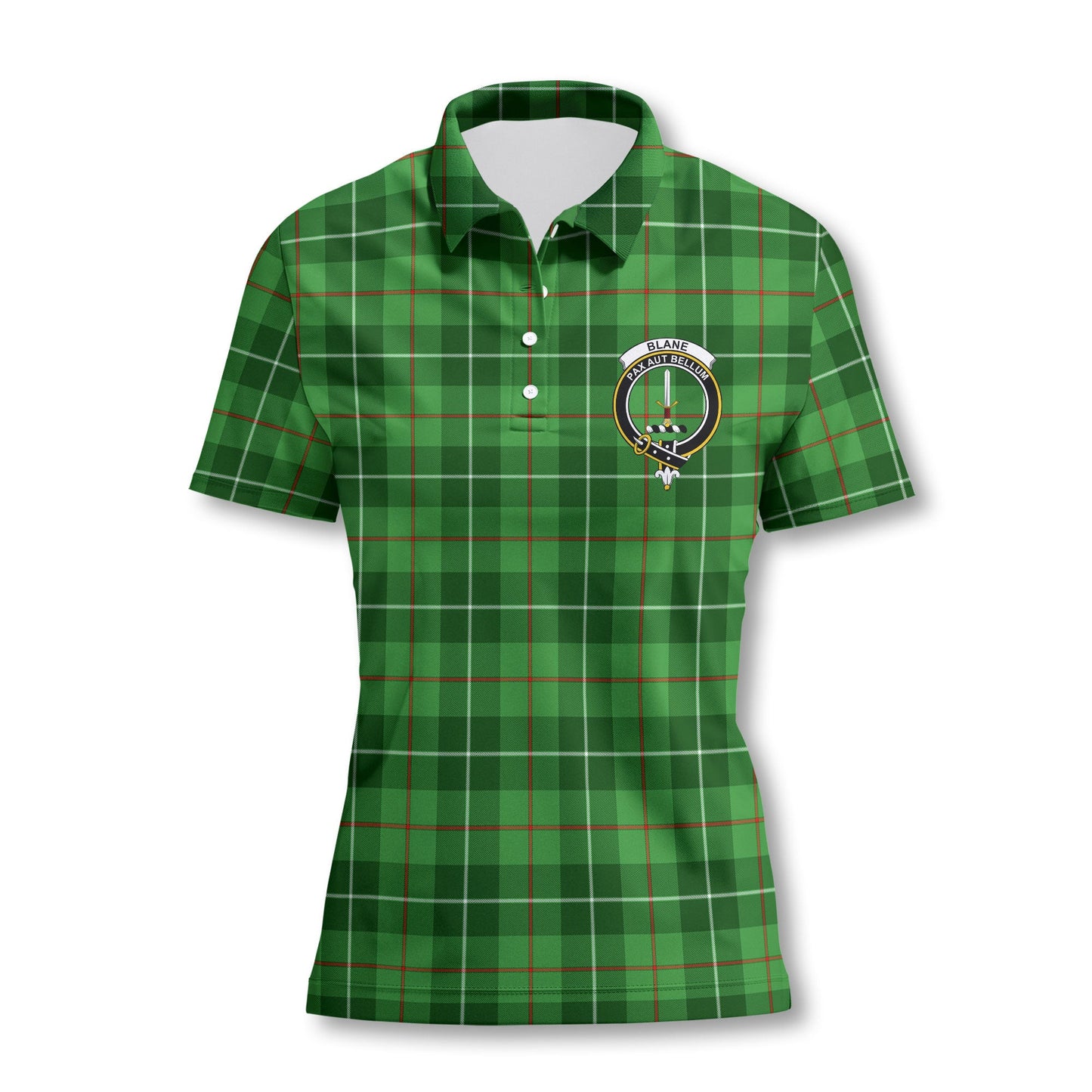 Clan Blane Tartan Women Polo Shirt Crest And Plaid Basic Style