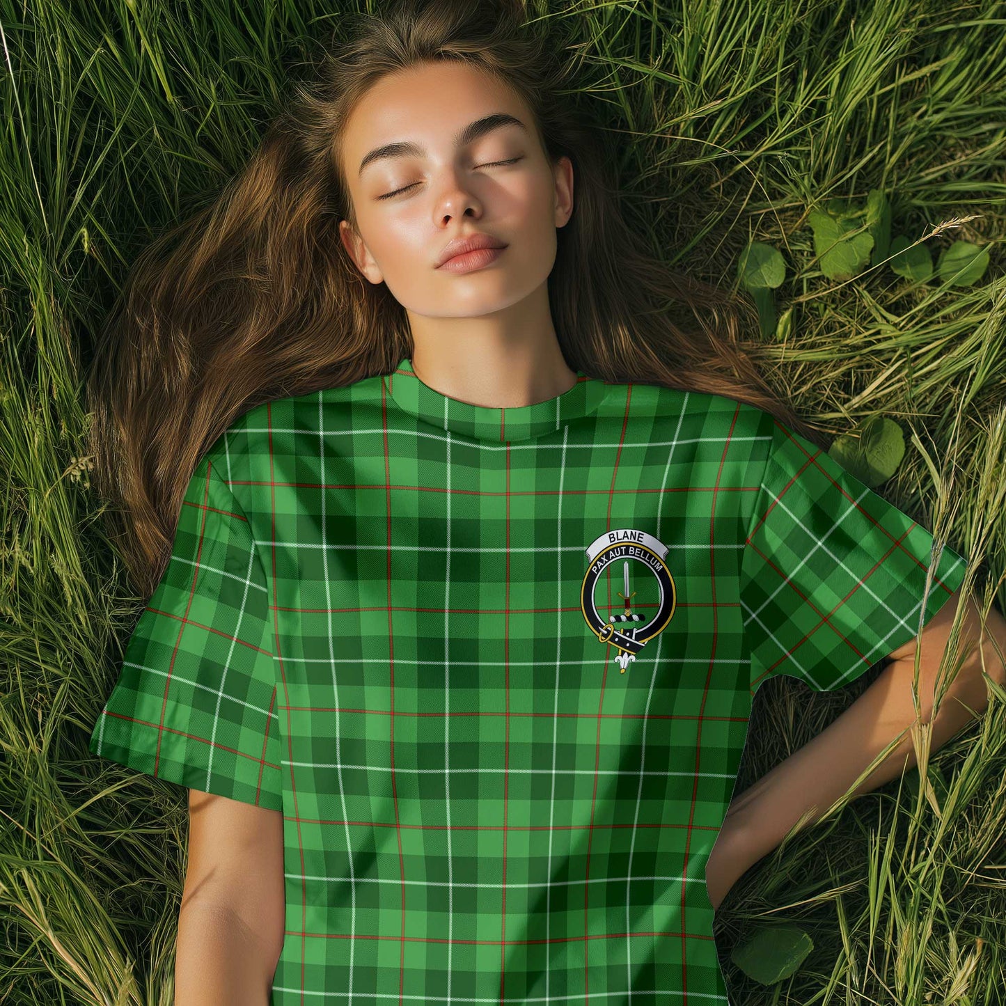 Clan Blane Tartan Women T Shirt Crest And Plaid Basic Style