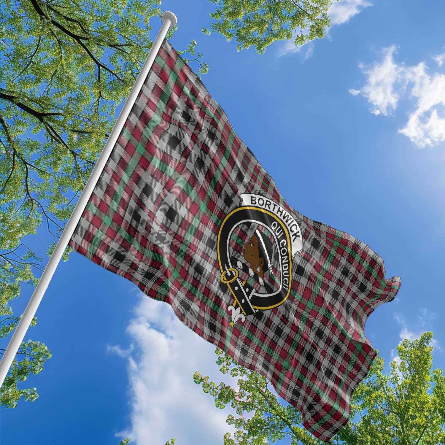 Clan Borthwick Tartan Flag Crest And Plaid Basic Style