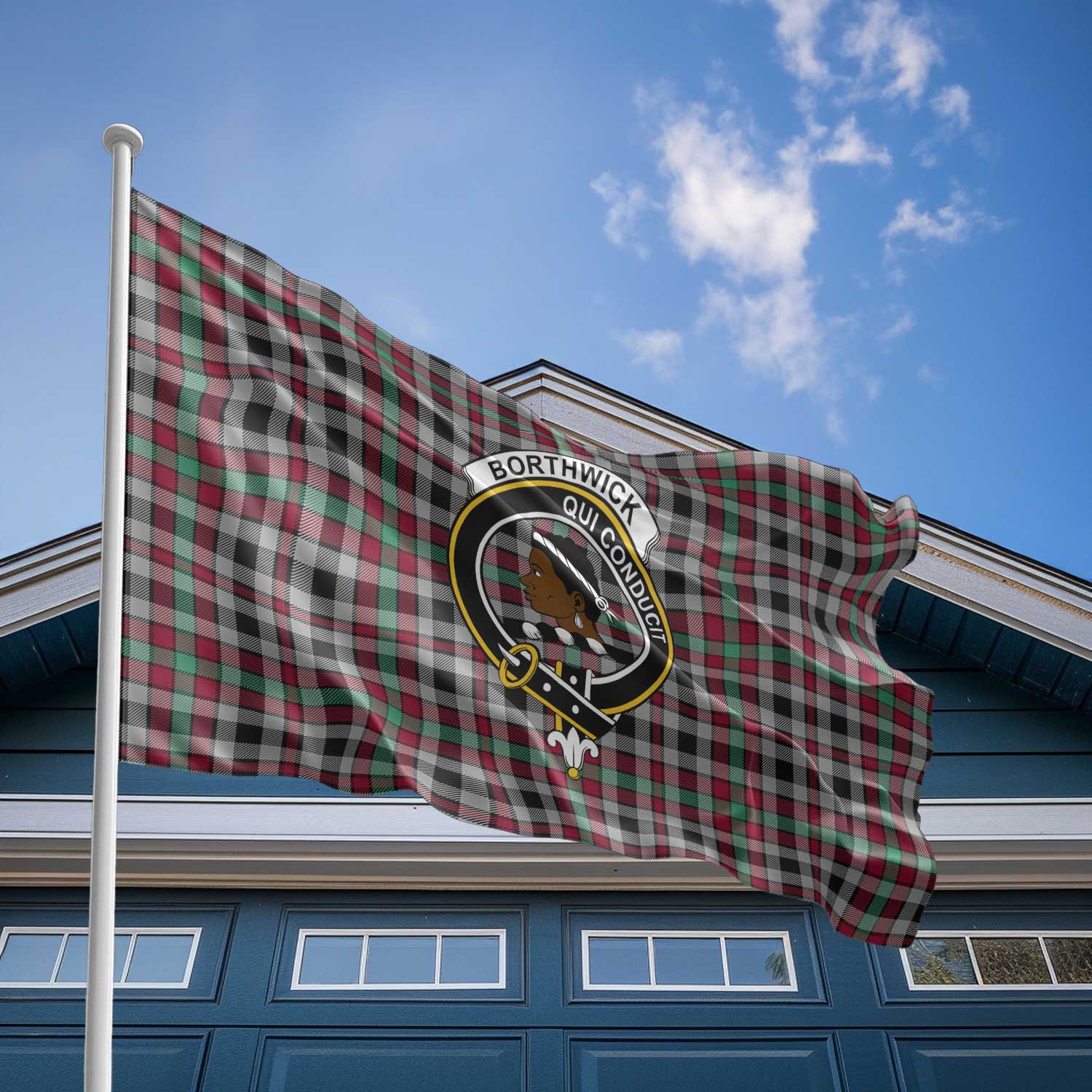 Clan Borthwick Tartan Flag Crest And Plaid Basic Style