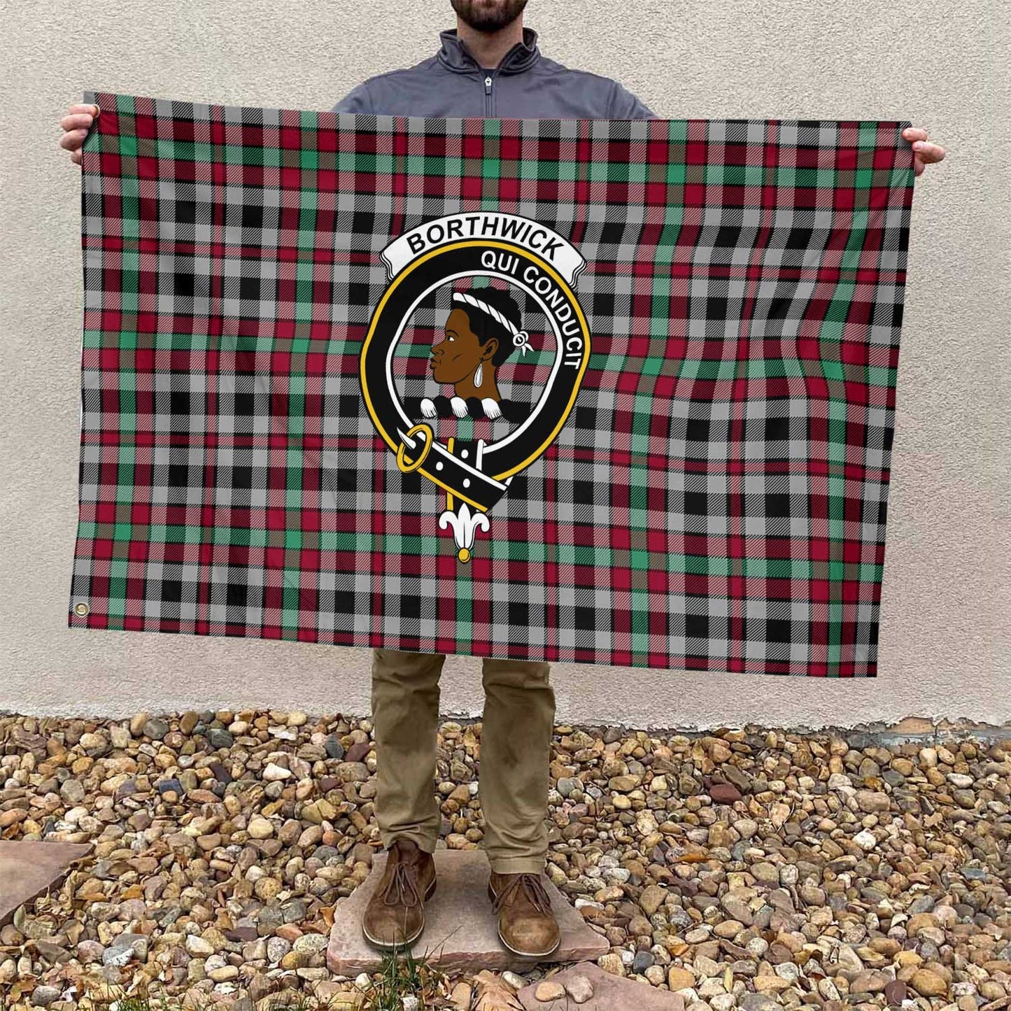 Clan Borthwick Tartan Flag Crest And Plaid Basic Style