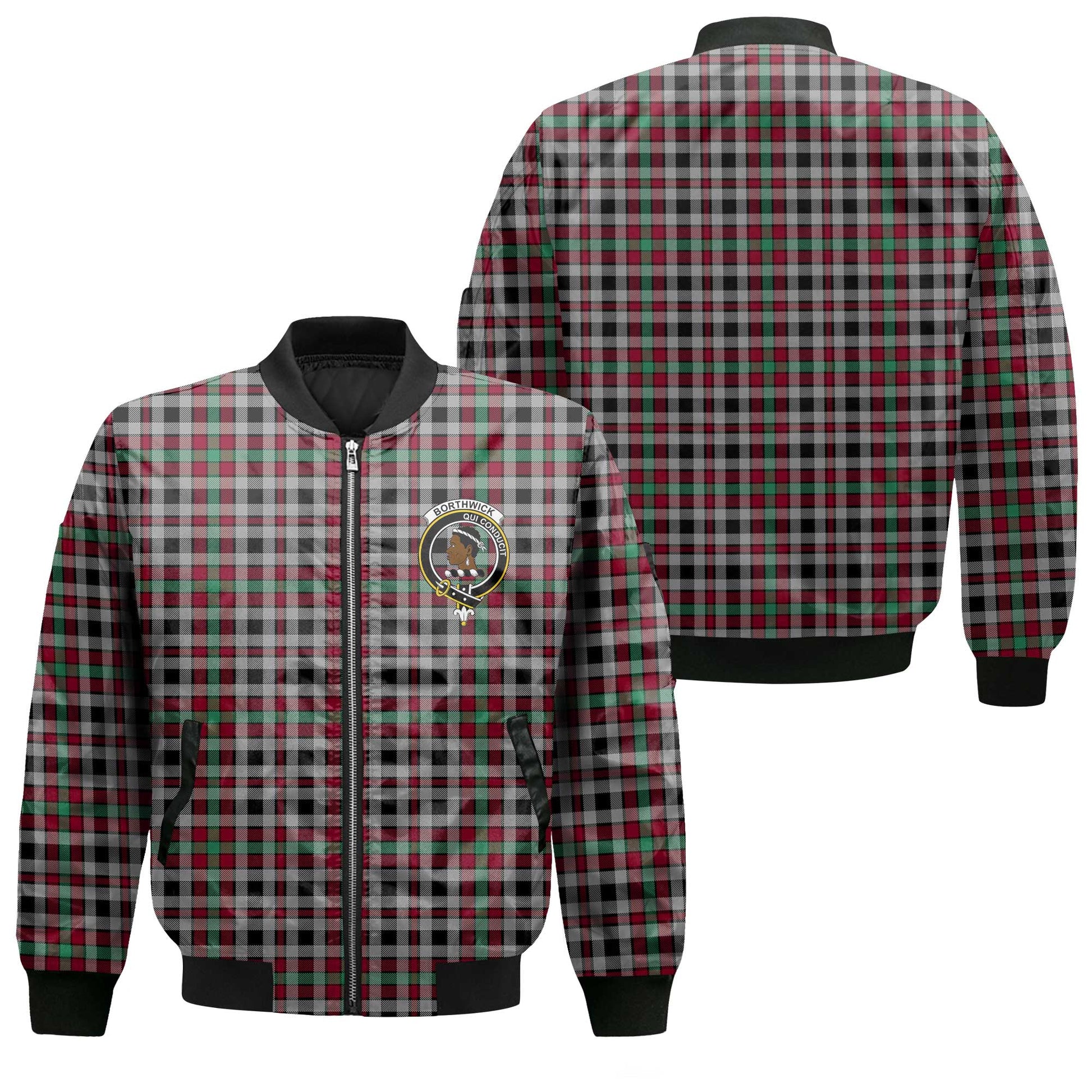 Clan Borthwick Tartan Men Bomber Jacket Crest And Plaid Basic Style