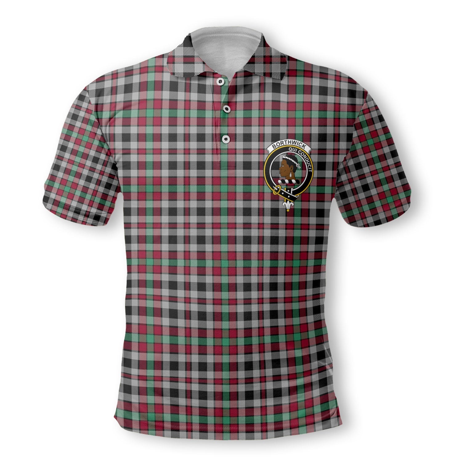 Clan Borthwick Tartan Men Polo Shirt Crest And Plaid Basic Style