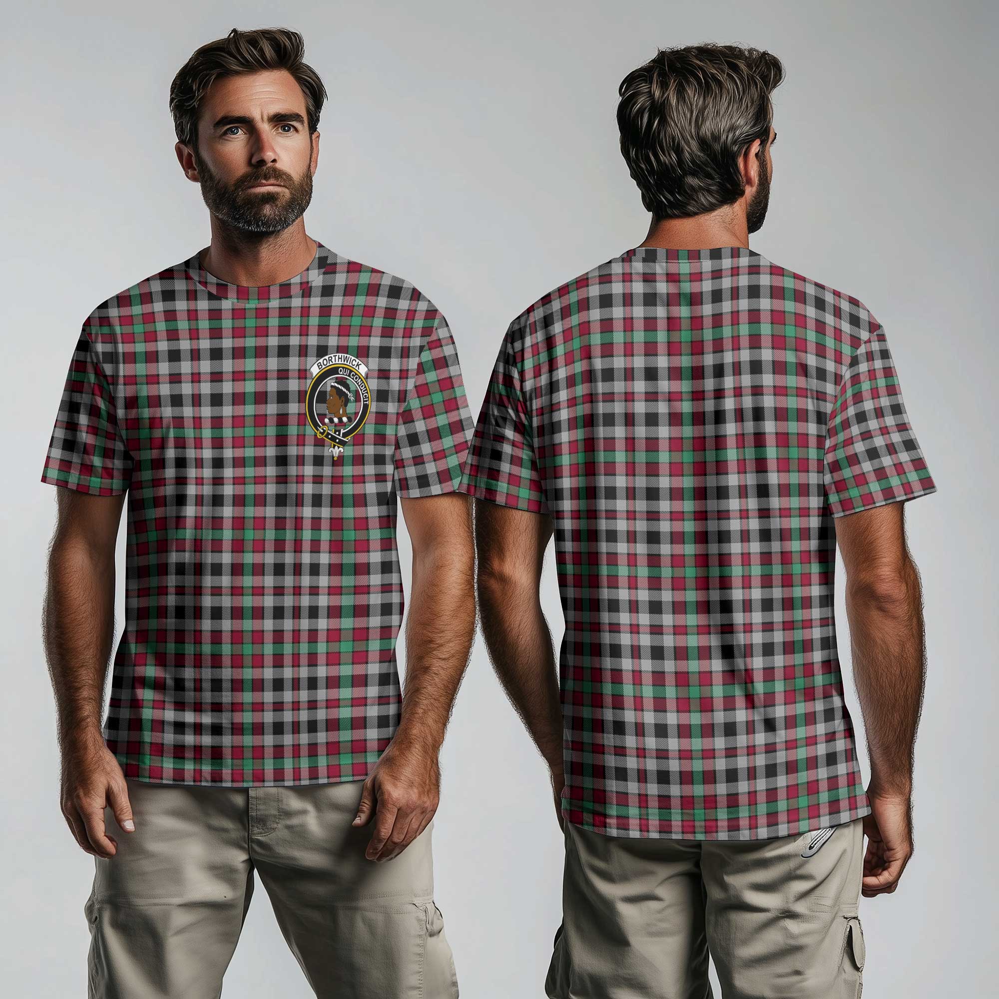 Clan Borthwick Tartan Men T Shirt Crest And Plaid Basic Style
