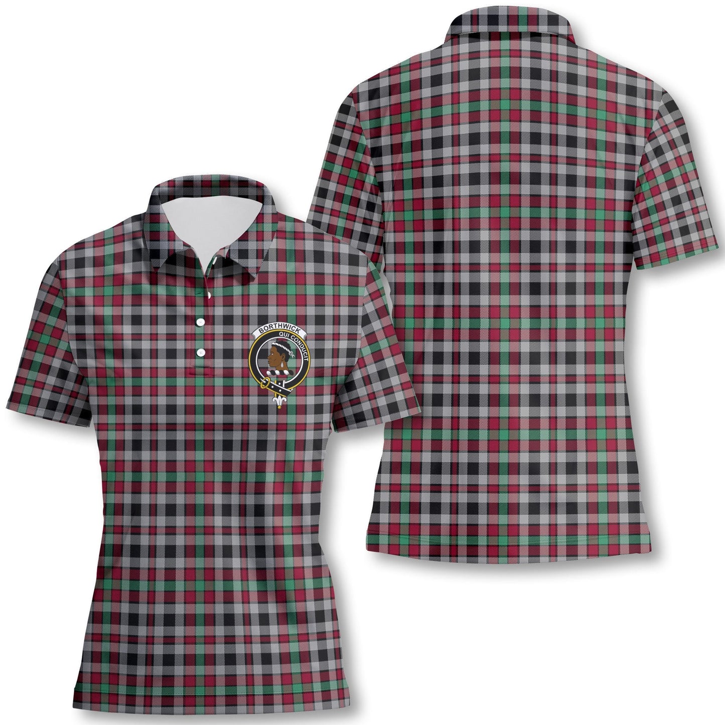 Clan Borthwick Tartan Women Polo Shirt Crest And Plaid Basic Style