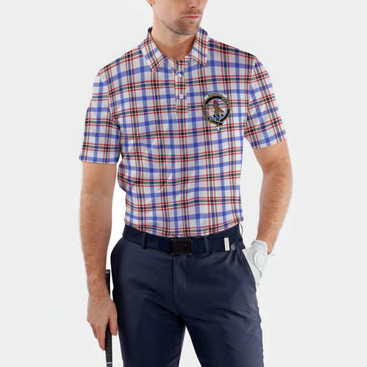 Clan Boswell Tartan Golf Men Polo Shirt Crest And Plaid Basic Style