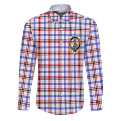 Clan Boswell Tartan Long Sleeve Button Shirt Crest And Plaid Basic Style