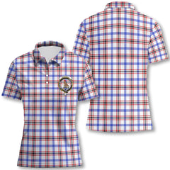 Clan Boswell Tartan Women Polo Shirt Crest And Plaid Basic Style