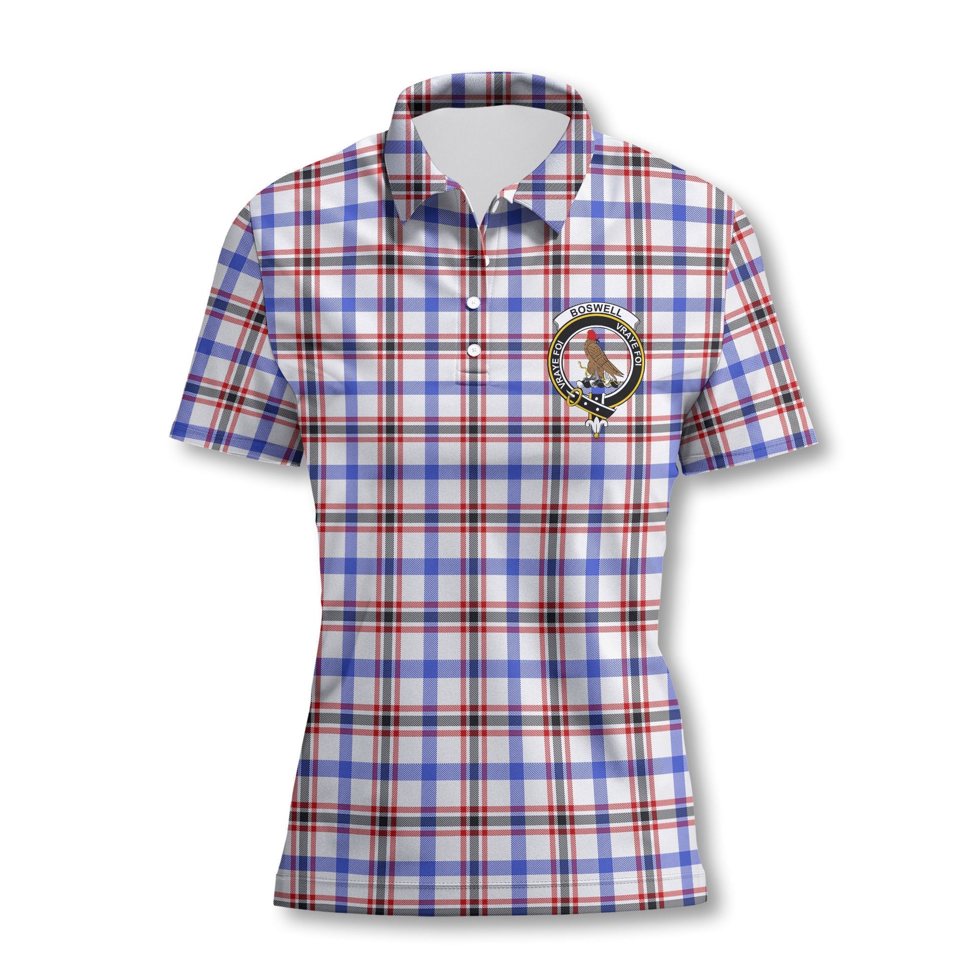 Clan Boswell Tartan Women Polo Shirt Crest And Plaid Basic Style