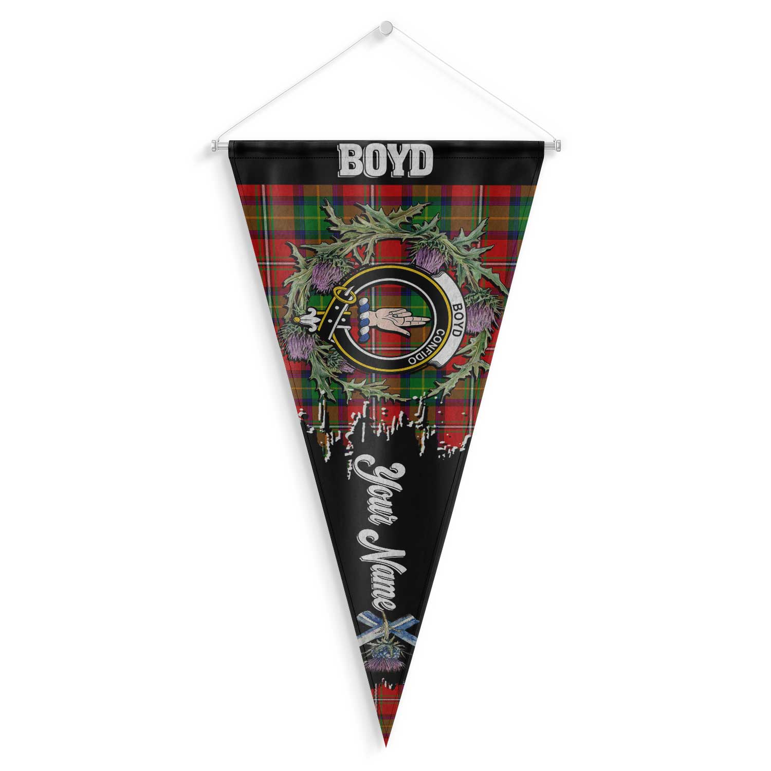 Clan Boyd Tartan Felt Pennant Crest And Plaid Basic Style