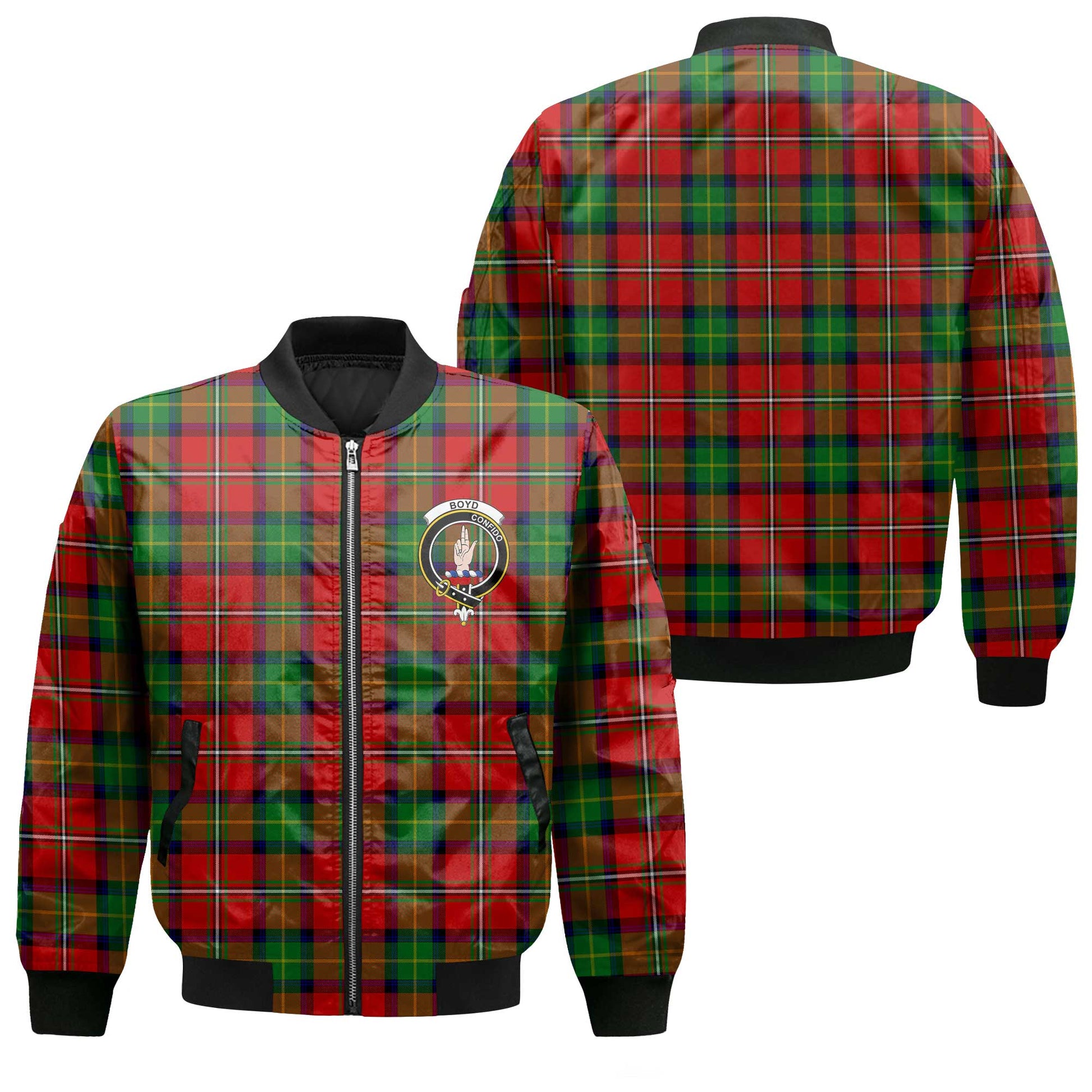 Clan Boyd Tartan Men Bomber Jacket Crest And Plaid Basic Style