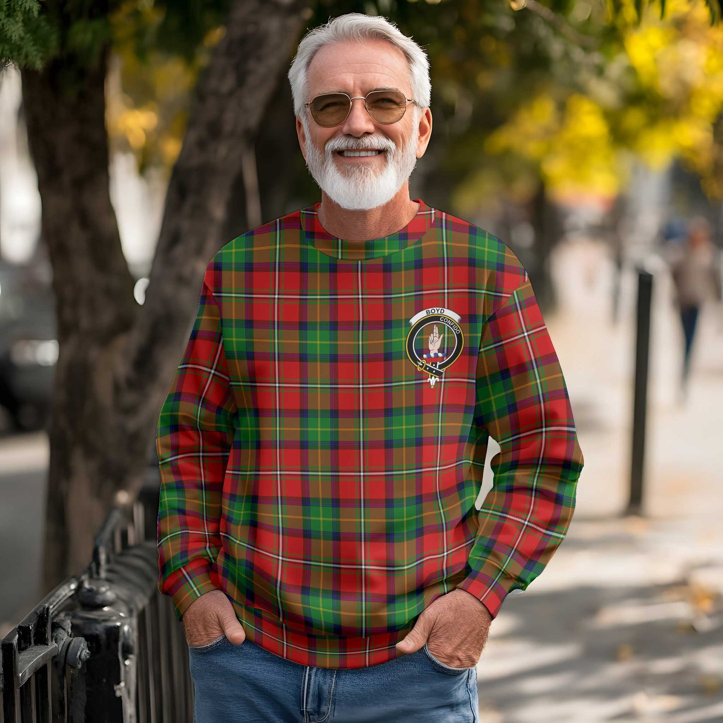 Clan Boyd Tartan Men Sweatshirt Crest And Plaid Basic Style