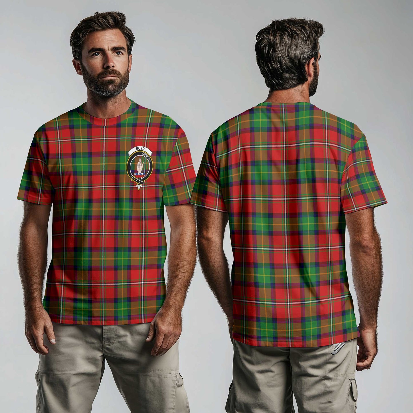 Clan Boyd Tartan Men T Shirt Crest And Plaid Basic Style