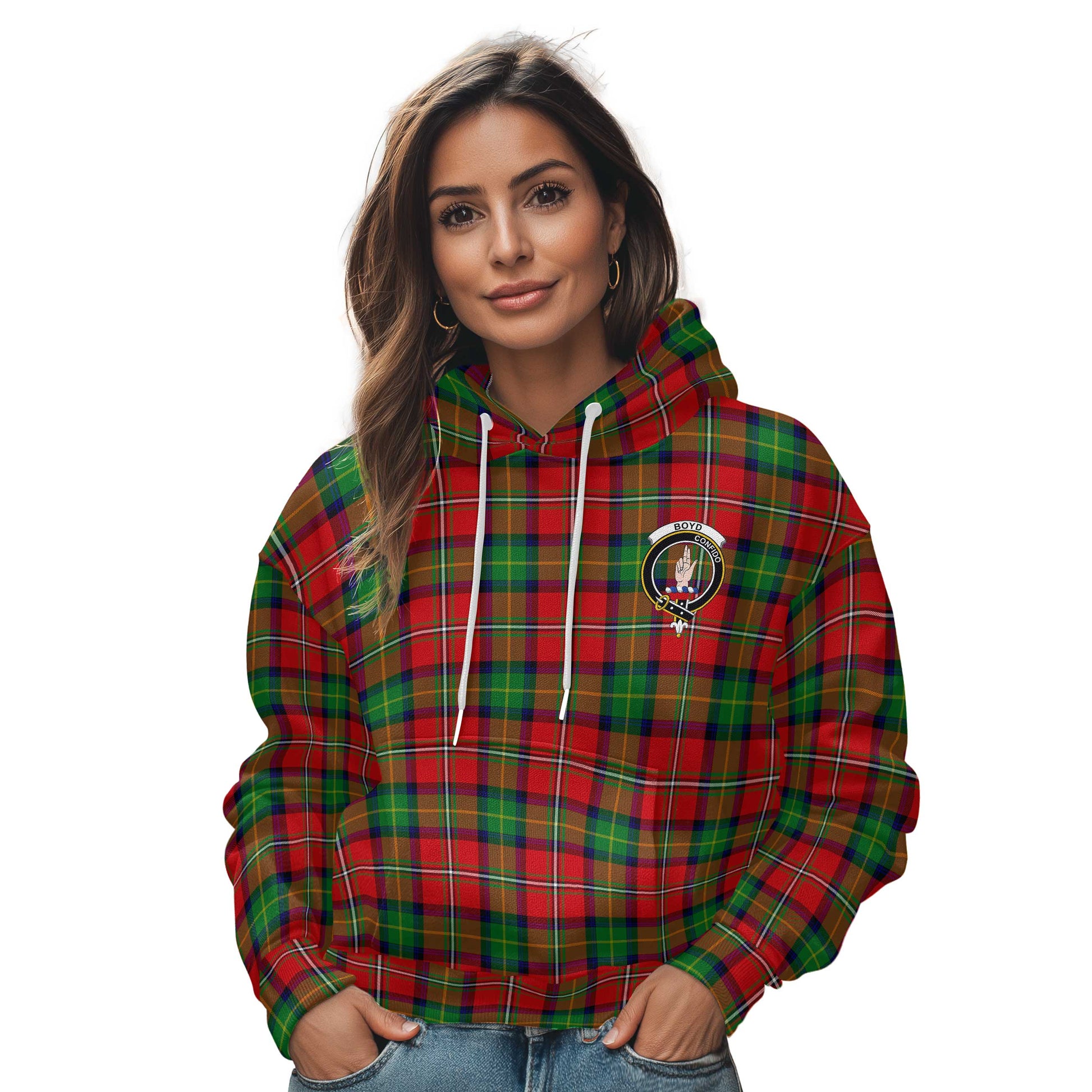 Clan Boyd Tartan Women Hoodie Crest And Plaid Basic Style