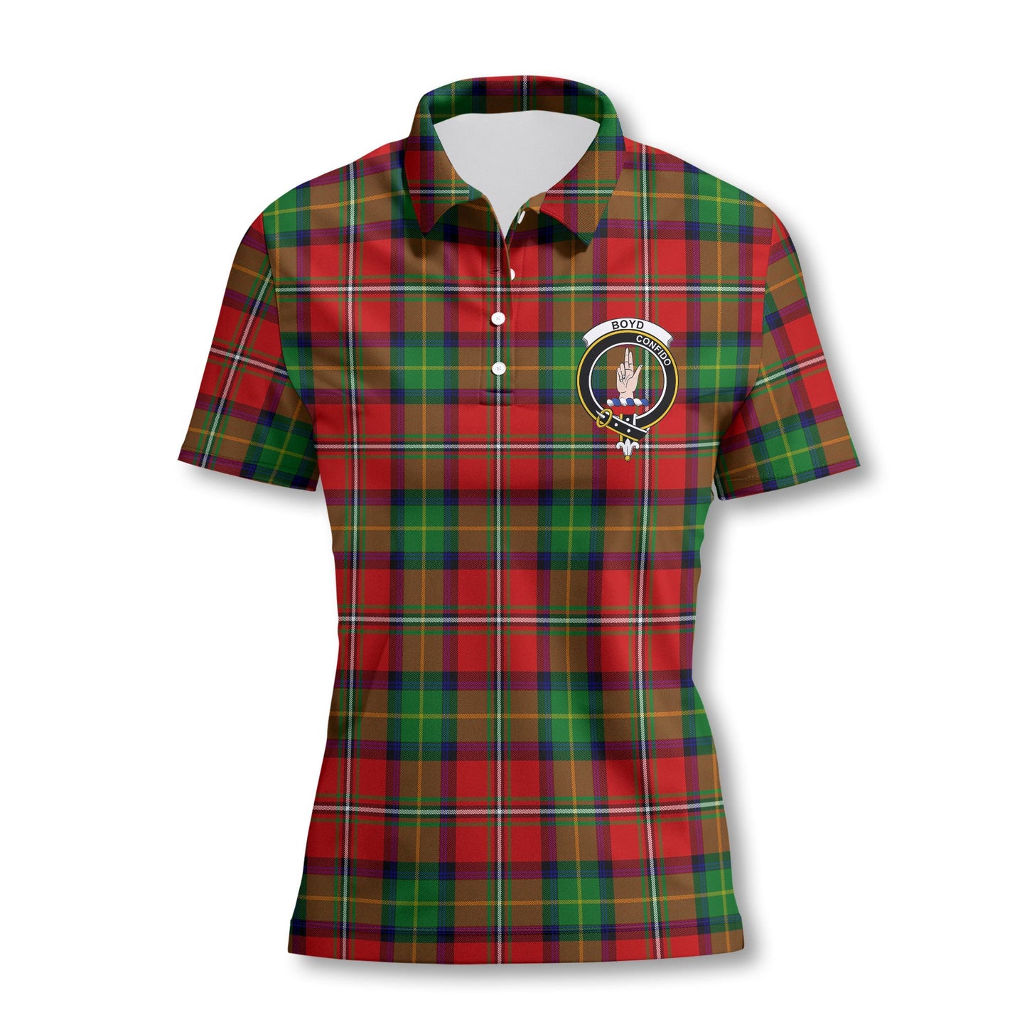 Clan Boyd Tartan Women Polo Shirt Crest And Plaid Basic Style