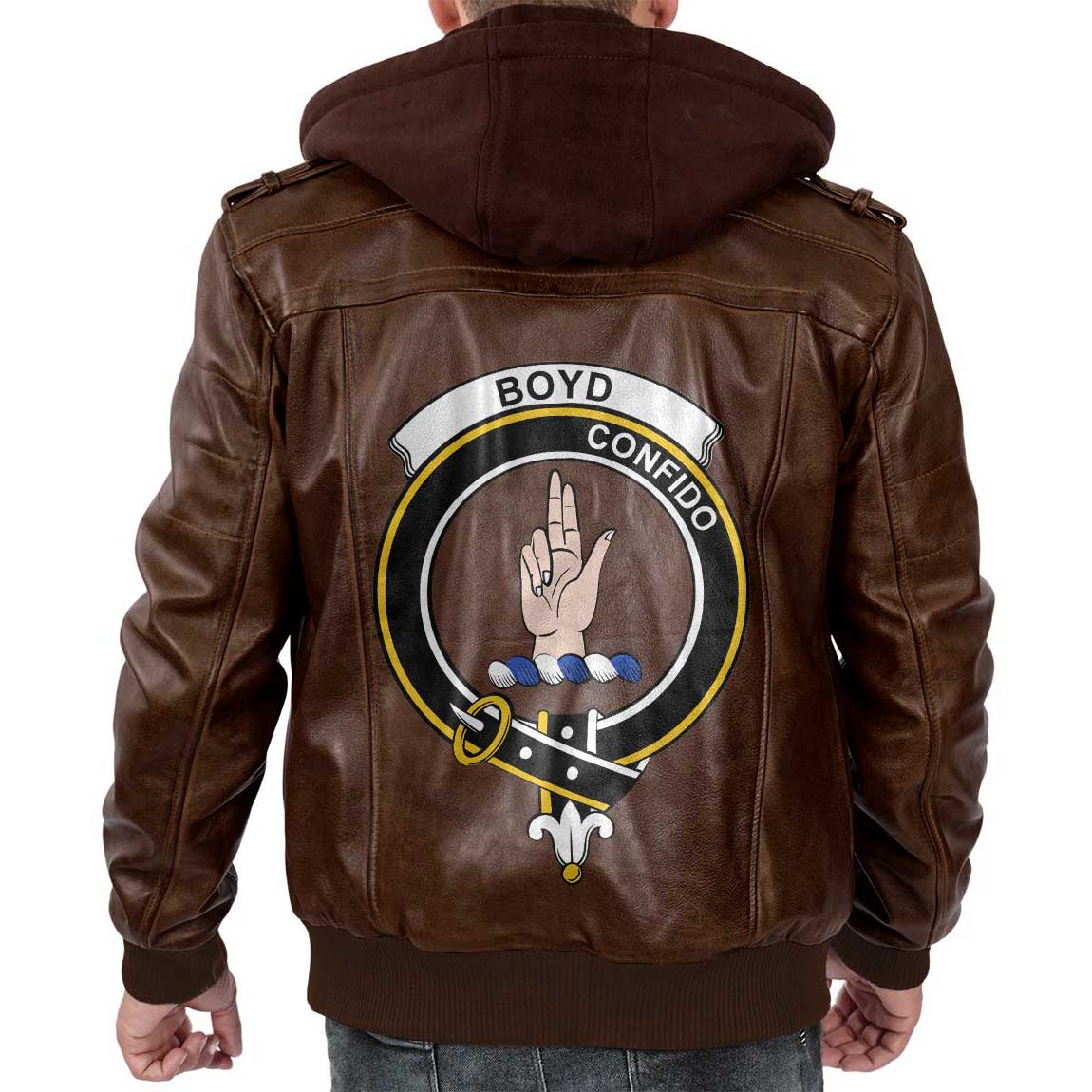 Clan Boyd Tartan Zip Leather Jacket Crest And Plaid Basic Style