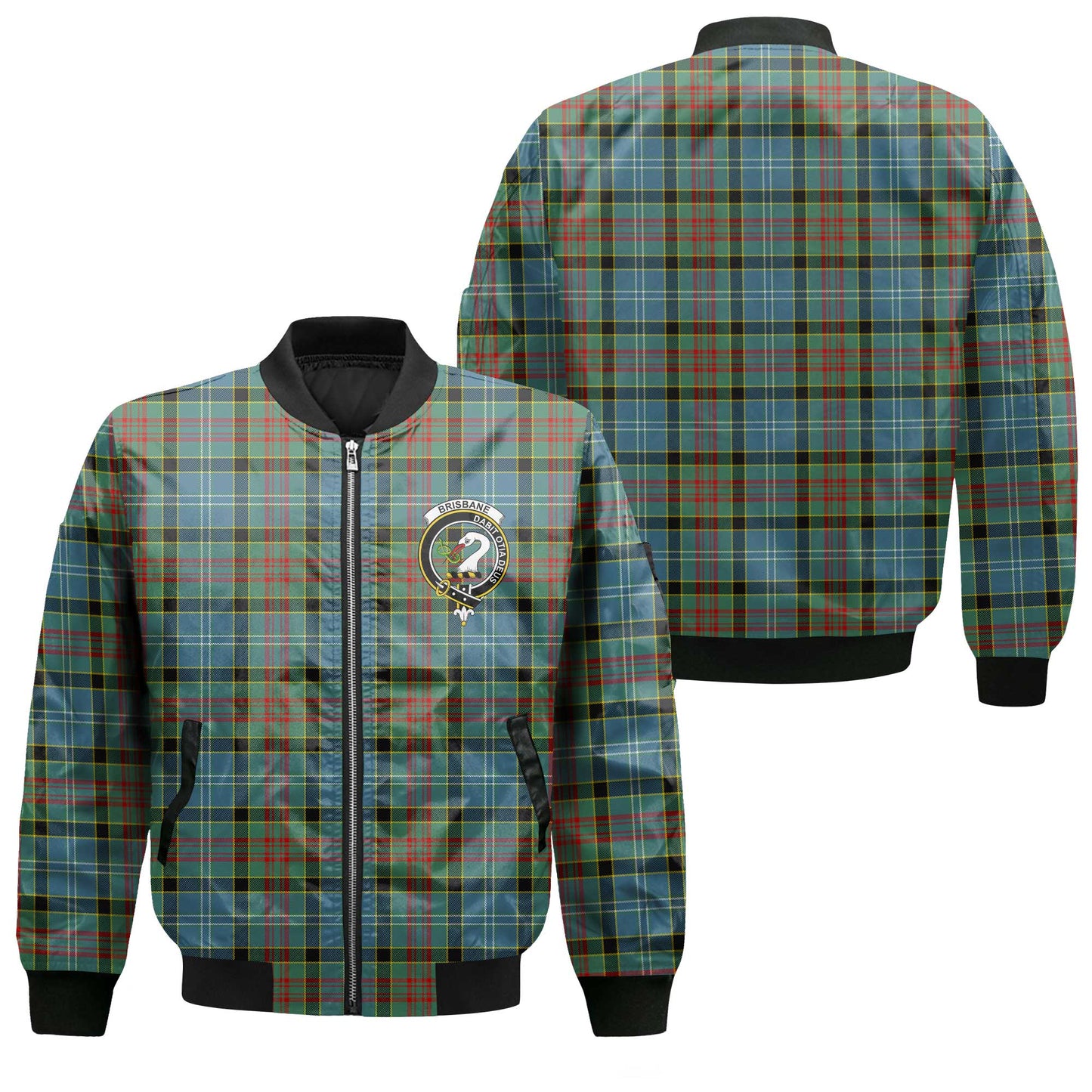 Clan Brisbane Tartan Men Bomber Jacket Crest And Plaid Basic Style