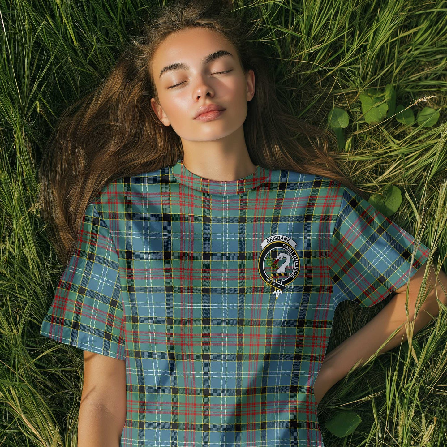 Clan Brisbane Tartan Women T Shirt Crest And Plaid Basic Style