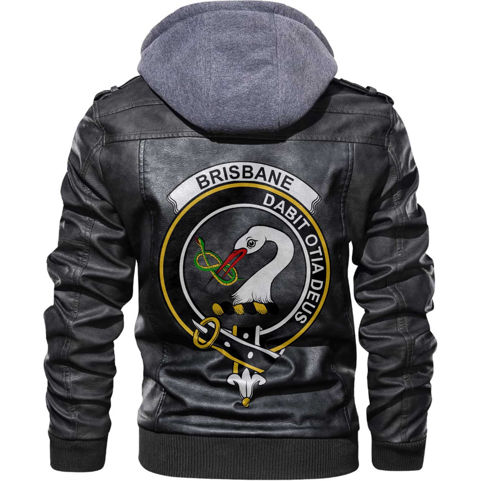 Clan Brisbane Tartan Zip Leather Jacket Crest And Plaid Basic Style