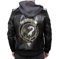 Clan Brisbane Tartan Zip Leather Jacket Crest And Plaid Basic Style
