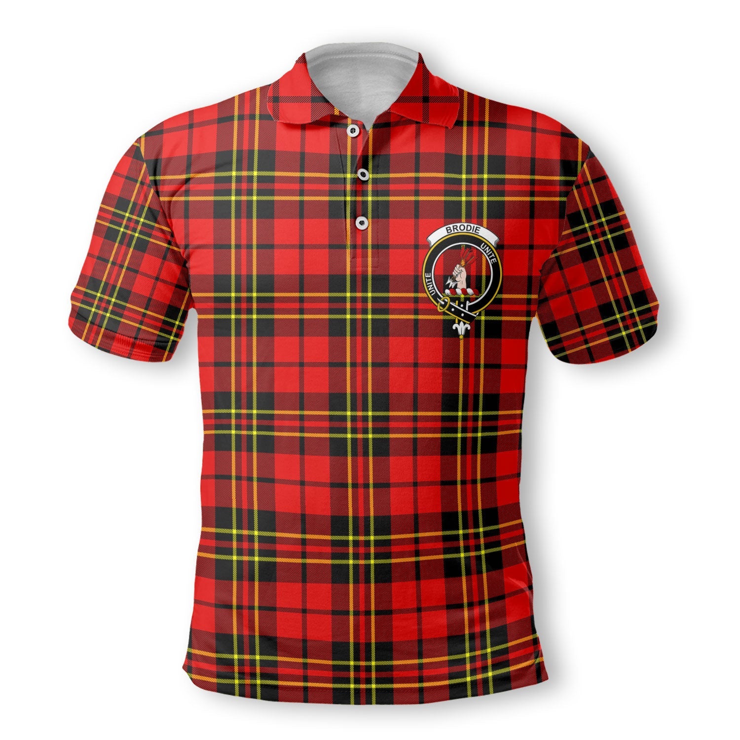 Clan Brodie Tartan Golf Men Polo Shirt Crest And Plaid Basic Style