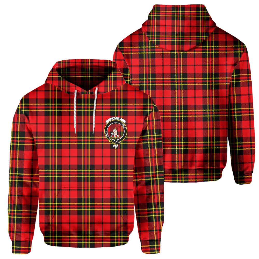 Clan Brodie Tartan Men Hoodie Crest And Plaid Basic Style