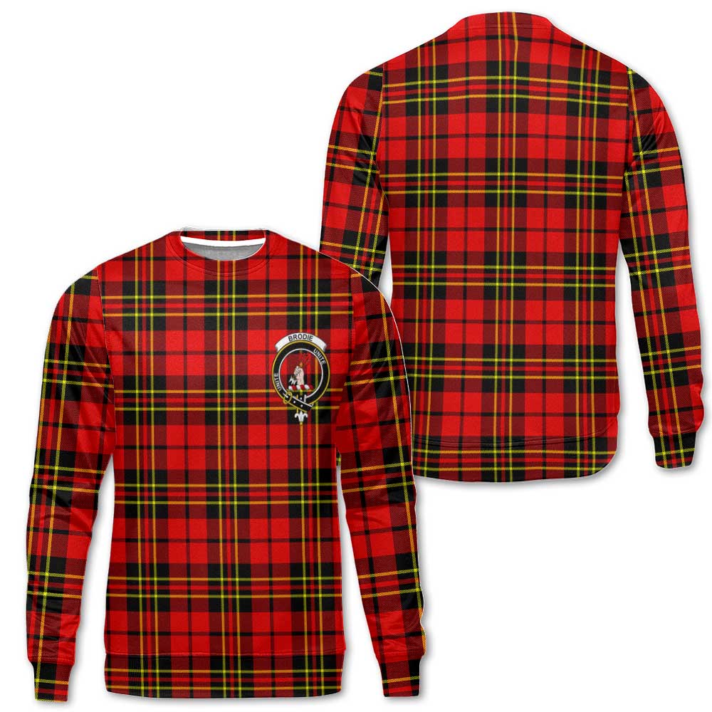 Clan Brodie Tartan Men Sweatshirt Crest And Plaid Basic Style