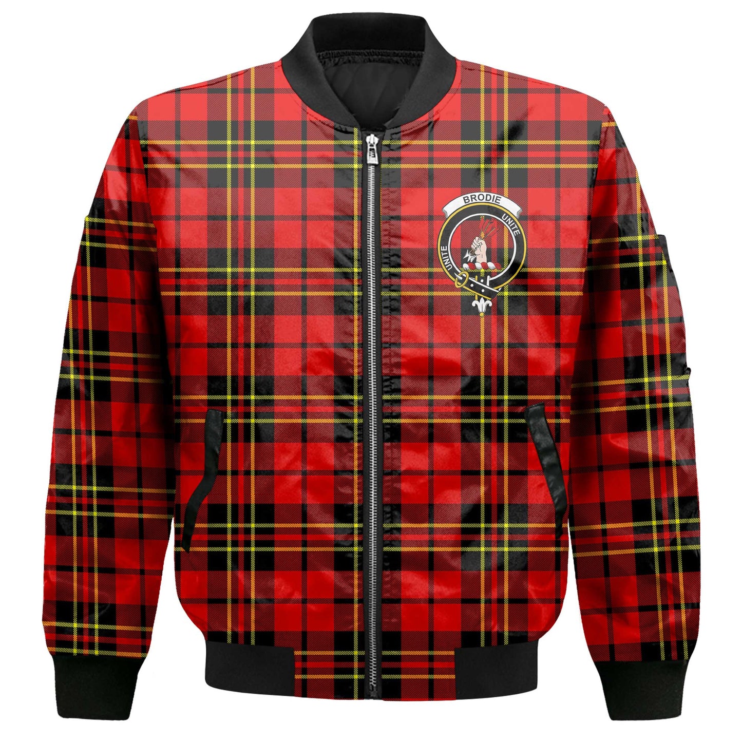 Clan Brodie Tartan Women Bomber Jacket Crest And Plaid Basic Style