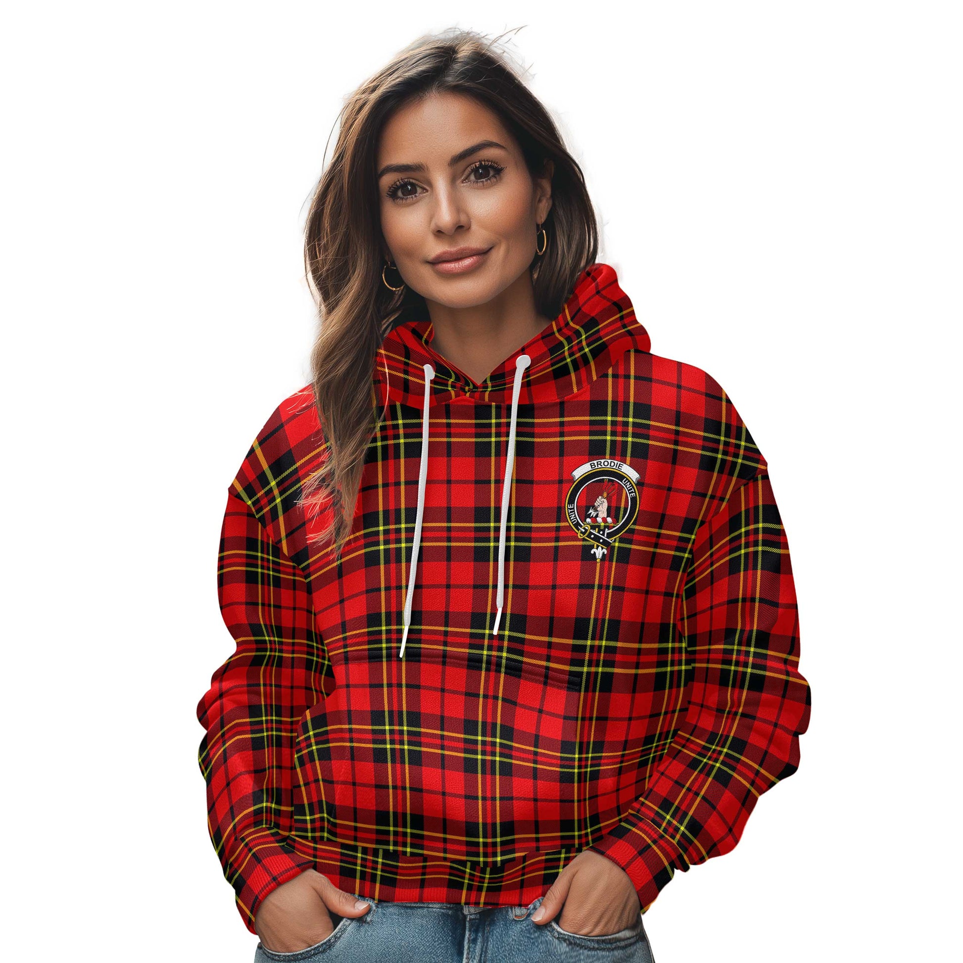 Clan Brodie Tartan Women Hoodie Crest And Plaid Basic Style