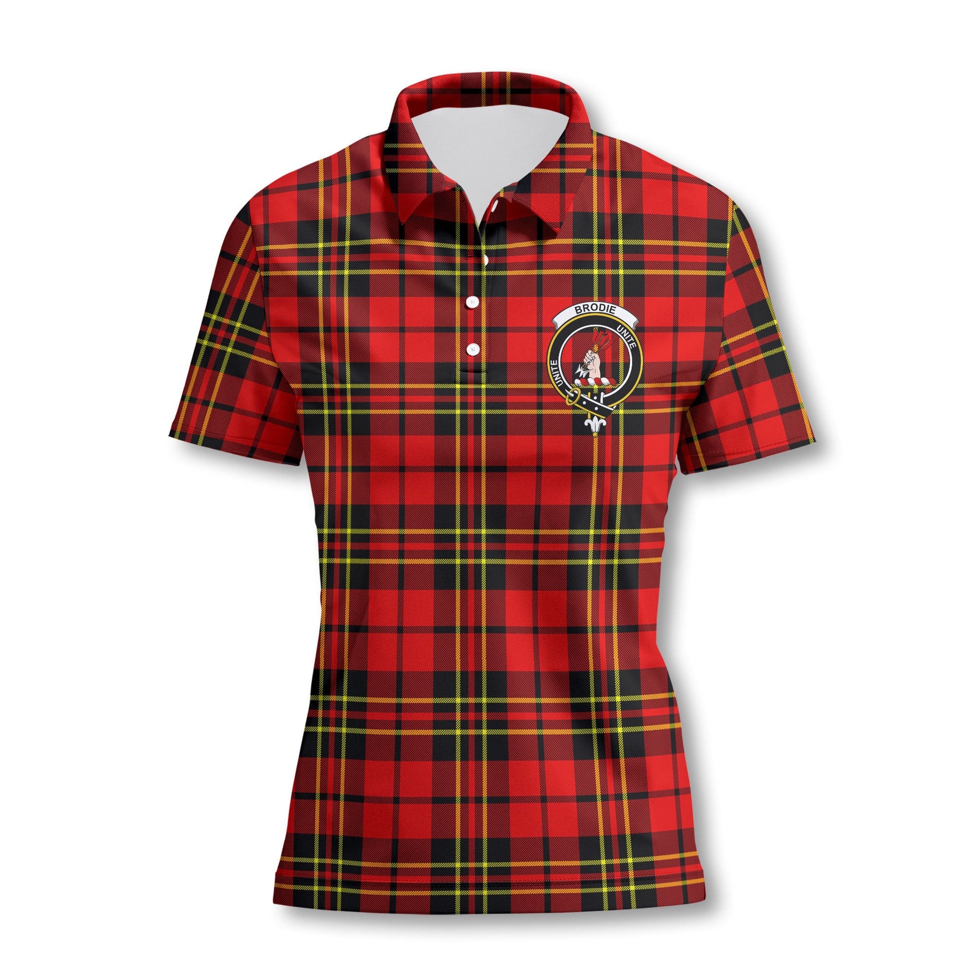 Clan Brodie Tartan Women Polo Shirt Crest And Plaid Basic Style