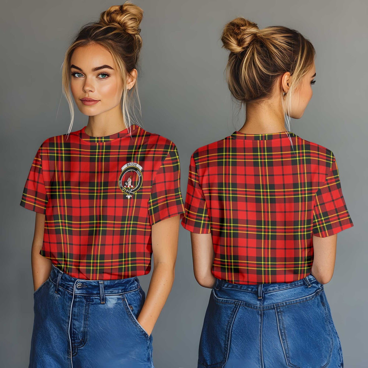 Clan Brodie Tartan Women T Shirt Crest And Plaid Basic Style