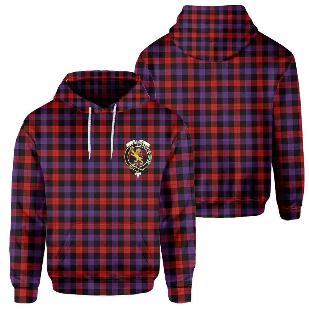 Clan Broun Tartan Men Hoodie Crest And Plaid Basic Style