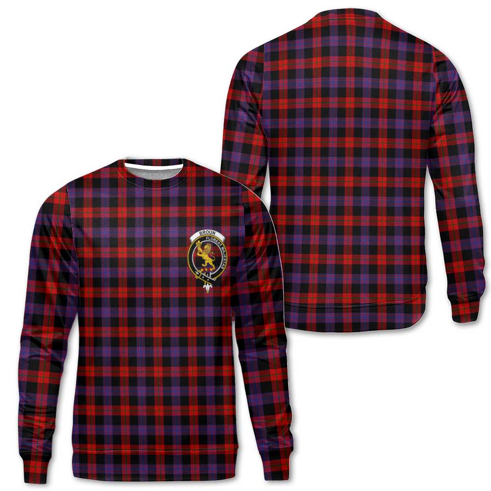Clan Broun Tartan Men Sweatshirt Crest And Plaid Basic Style